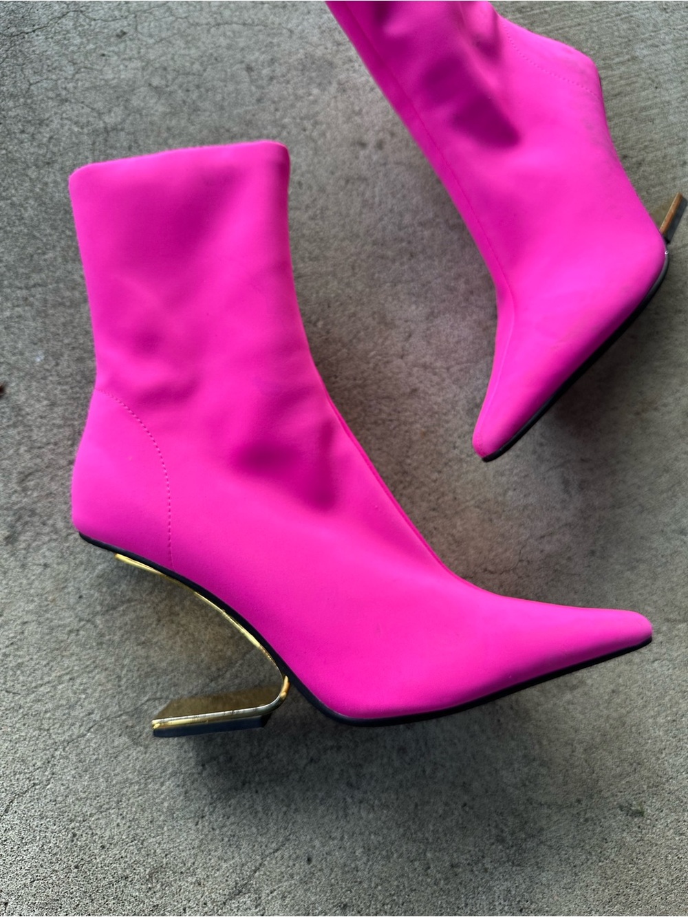Jeffrey Campbell Combass Bright Pink Pointed Toe Sock Bootie - Picture 2 of 11